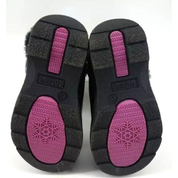 Totes Mindy Hearts Black Pink Toddler Girls Snow Boots‎ Size 6 - Picture 9 of 9